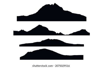 Collection of Silhouette mountains in a flat style. Elements of design for card invitation, poster 