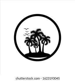 Collection of silhouette of palm or coconut tree. 
