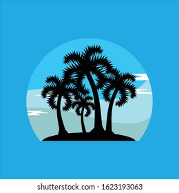 Collection of silhouette of palm or coconut tree. 