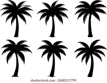 Collection of silhouette palm vector isolated on white background