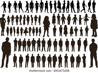 collection of silhouette people, women, men, children