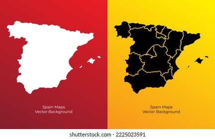 Colección de la silueta de los mapas de España vector de diseño. Mapa vectorial de Silhouette Spain
