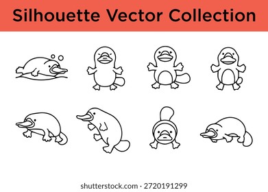 Colección de animales de Vector de silueta aislados sobre fondo blanco