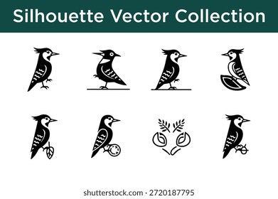 Colección de pájaros de Vector de silueta aislados sobre fondo blanco