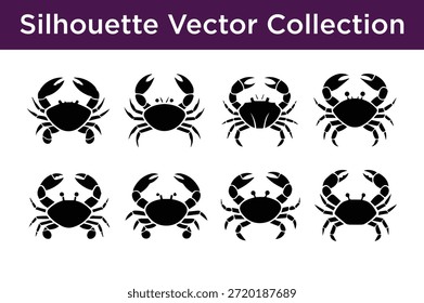 Kollektion von Silhouetten-Vektorkrebsen einzeln auf weißem Hintergrund