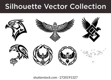 Collection of silhouette vector designs isolated on white background
