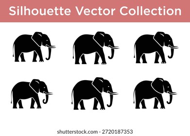 Kollektion von Silhouetten-Vektorelefanten einzeln auf weißem Hintergrund