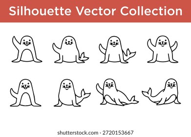 Colección de fantasmas de Vector de silueta aislados sobre fondo blanco