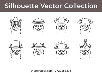 Kollektion von Silhouetten-Vektorhüten einzeln auf weißem Hintergrund