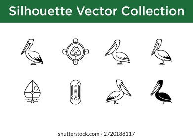 Kollektion von Silhouetten-Vektorsymbolen einzeln auf weißem Hintergrund