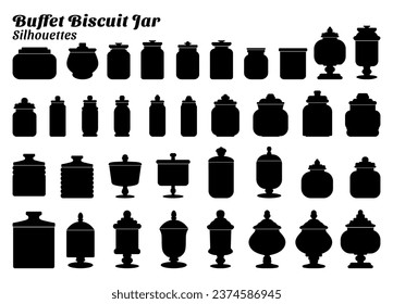 Collection of silhouette vector illustrations of buffet biscuit jar