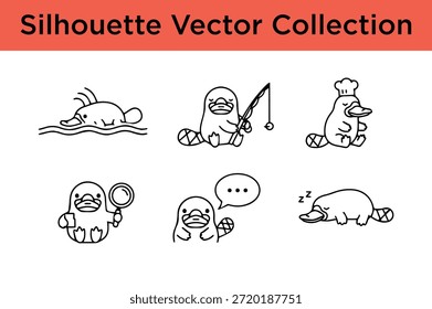 Colección de Ilustraciones vectoriales de silueta aisladas sobre fondo blanco