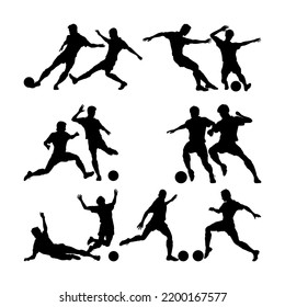 collection of silhouette vector images of people playing soccer, top view. perfect to celebrate the world football championship to be held in qatar