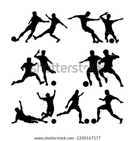 collection of silhouette vector images of people playing soccer, top view. perfect to celebrate the world football championship to be held in qatar