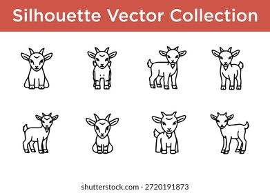 Colección de corderos de Vector de silueta aislados sobre fondo blanco