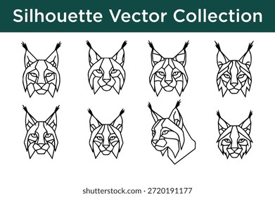 Kollektion von Silhouette, Vektorlynchron, Gesichter einzeln auf weißem Hintergrund