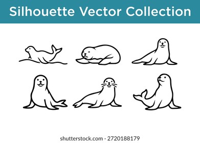 Colección de sellos de Vector de silueta aislados sobre fondo blanco
