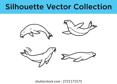 Coleção de selos de vetor de silhueta isolados no fundo branco, Vetor