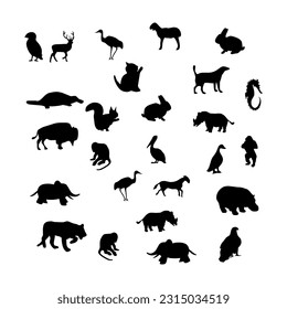 Collection of silhouettes of birds. Birds silhouettes vector on isolated background.