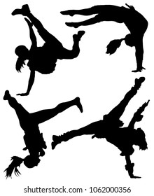 Collection of silhouettes of breakdancers