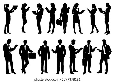 Collection of silhouettes of business people in various poses.