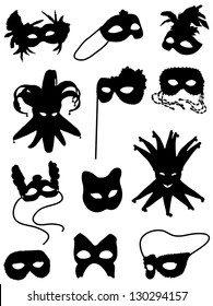 Collection of silhouettes of carnival masks