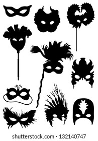 Collection of silhouettes carnival masks