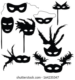 Collection of silhouettes carnival masks (vector illustration)