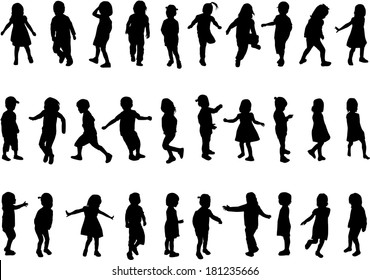 Collection of silhouettes of children