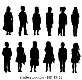 Collection of silhouettes of children