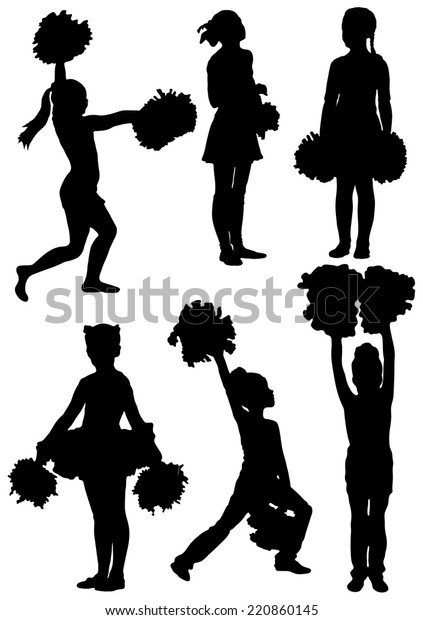 Collection Silhouettes Children Cheerleaders Stock Vector (Royalty Free ...