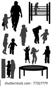 A collection of silhouettes of children playing