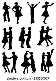 Collection of silhouettes of dancing children