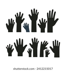 Collection of silhouettes of different hands, vector illustration set.