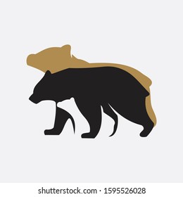 Collection of silhouettes of different species of bears and bear-cubs. bear family