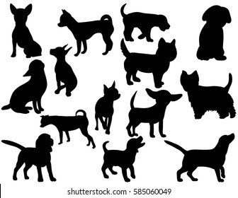 collection of silhouettes of dogs