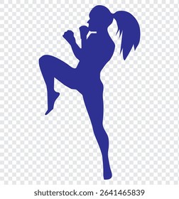 collection of silhouettes of female boxer with different pose, gesture. isolated on white background. vector illustration.