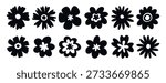 Collection of silhouettes Flower icon, Abstract botanical flower set. vector botany floral design, hand drawn. Suitable for stickers, logos, posters, packaging and printable projects. Vector