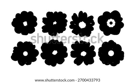 Collection of silhouettes Flower, Vector botany floral  elements design, Abstract botanical flower set. Eps 10.