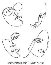 Collection Silhouettes Girls Head Woman Face Stock Vector (Royalty Free ...