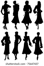 A collection of silhouettes girls models