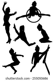 Collection of silhouettes of gymnasts