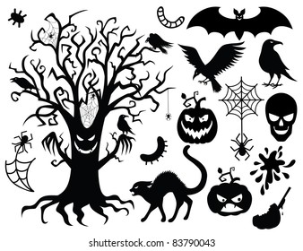 Collection of silhouettes for the halloween .