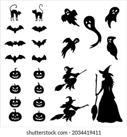 Collection of silhouettes for Halloween party.