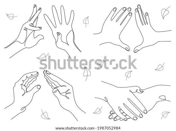 Collection Silhouettes Human Palms Modern One Stock Vector (Royalty ...