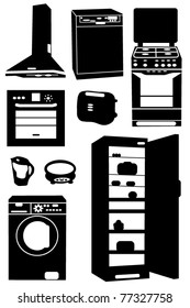 A collection of silhouettes kitchen appliances