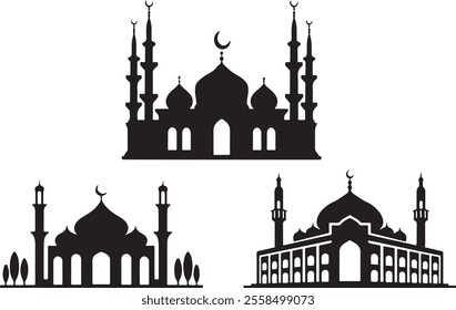 Collection of silhouettes of Muslim cities for architectural or historical design