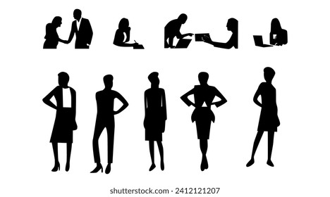 colección de siluetas de trabajadores de oficina