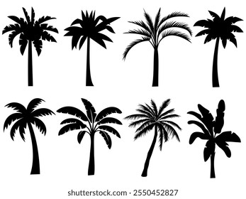 Colección de siluetas de palmeras.