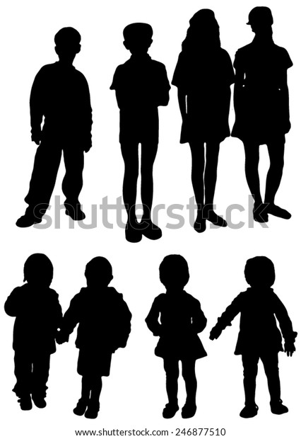 Collection Silhouettes People Stock Vector (Royalty Free) 246877510 ...